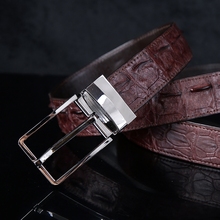 泰国鳄鱼皮皮带男 商务男款裤带平滑扣字母H扣青年真皮男士腰带潮