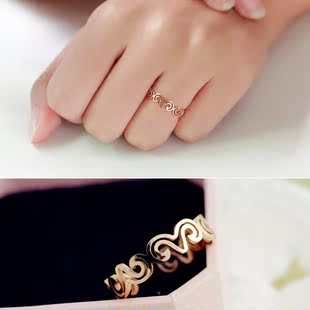 包邮白羊座开运尾戒女不褪色韩镂空小羊钛钢玫瑰金开口戒指关节戒