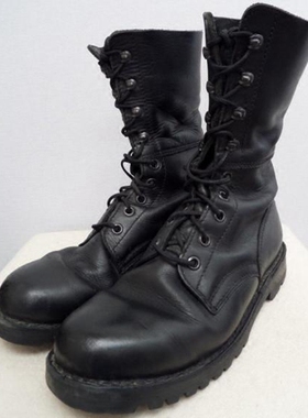 Military ◇爱尔兰代购 古着奥地利复古黑色皮革耐用系带皮鞋靴