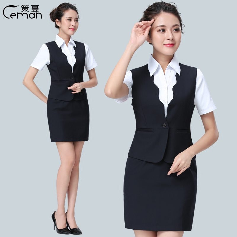 策蔓职业装女马甲套裙正装西装OL短袖衬衫套装制服工作服工装女夏|ruв категории Женская одежда, костюм/студенты школьную форму/обмундирования, профессионального женский костюм - от Buy2taobao.com для оказания профессиональной услуги покупки агента Taobao