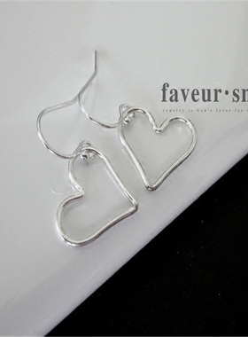 faveur 以色列设计师设计纯银空心大爱心耳环 love  防过敏 礼物