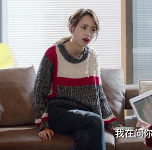 2018慵懒风典雅休闲订珍珠明星同款订珍珠毛衣针织衫短款宽松毛衫