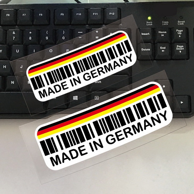 牛牛潮贴个性汽车反光贴纸 德国国旗车贴MADE IN GERMANY条形码