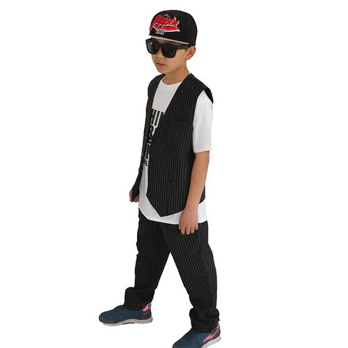 嘻哈风少儿机械舞条纹西裤礼服