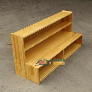 新品座椅鞋架早教幼儿园樟子松置鞋架整理柜儿童鞋柜储物架收纳架