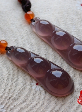 原色帝王紫玉髓福豆毛衣链吊坠