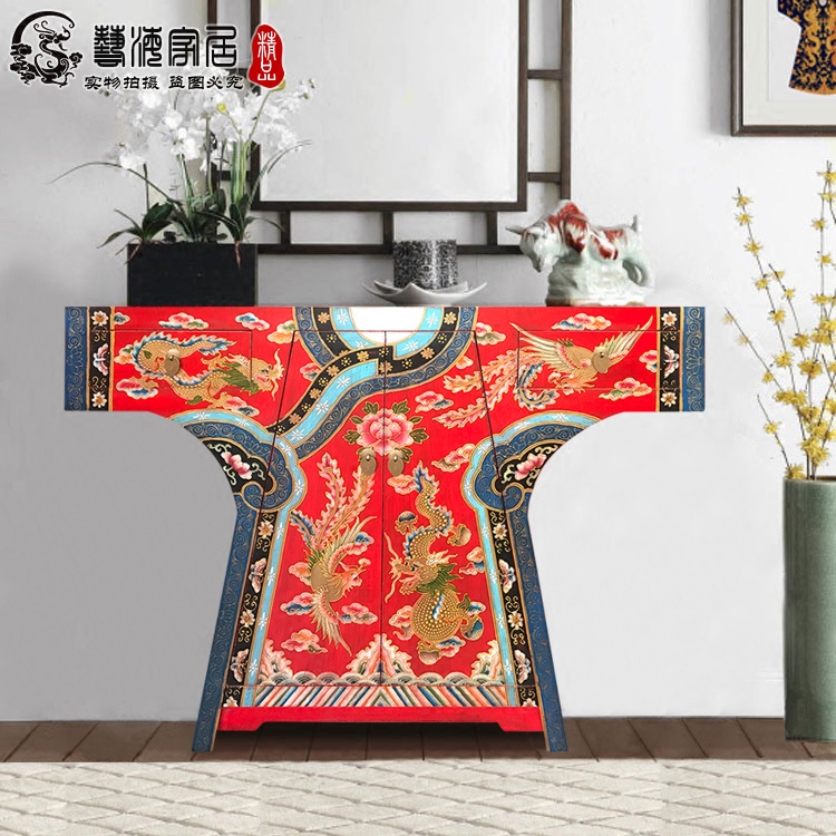 新中式玄关柜艺海家具藏式客厅卧室隔断彩绘衣服柜酒柜洗手台包邮
