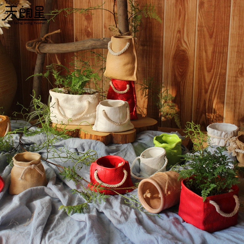 陶瓷铜钱草水培笔筒多肉盆