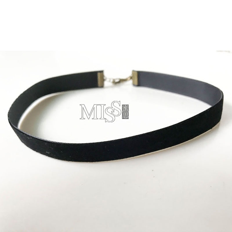 【亲子项圈】包邮春夏百搭绒布黑色choker 欧美极简丝带项圈颈圈