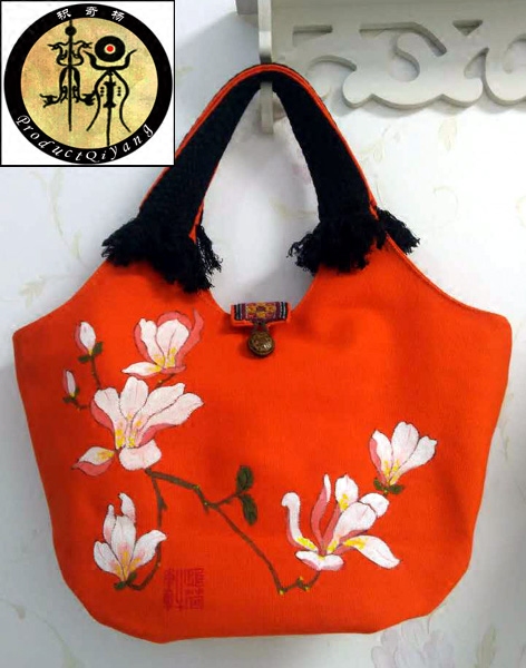 新品图案红色黑色定制民族风手绘包汉服配饰绣花包单肩印花手提袋