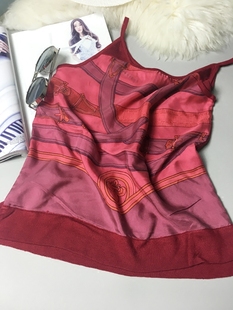 129特 随意风 砂洗樱花 双面针织拼接 舒适柔软真丝吊带背心