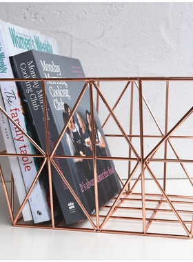 TG出口北欧铁艺篮 收纳篮脏衣篮黄铜色金属篮书报篮样板房ins热门