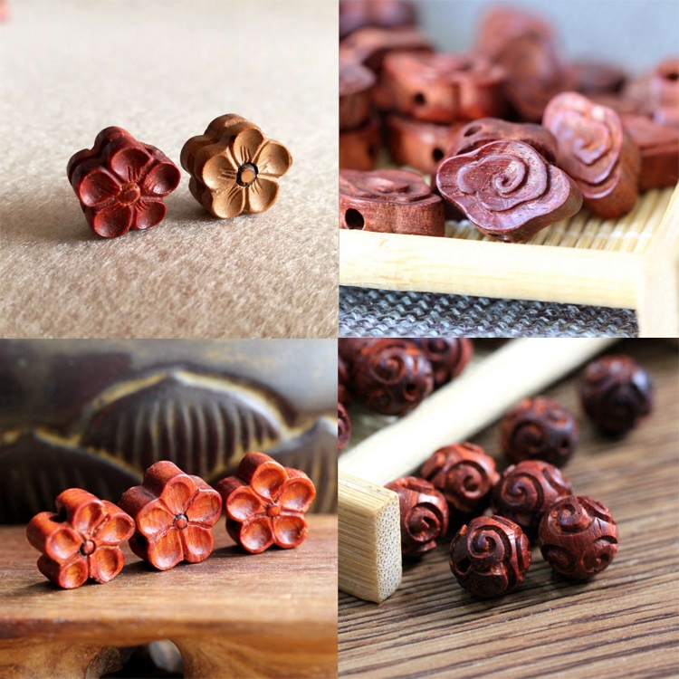 梅花祥云小配件紫檀桃木DIY饰品