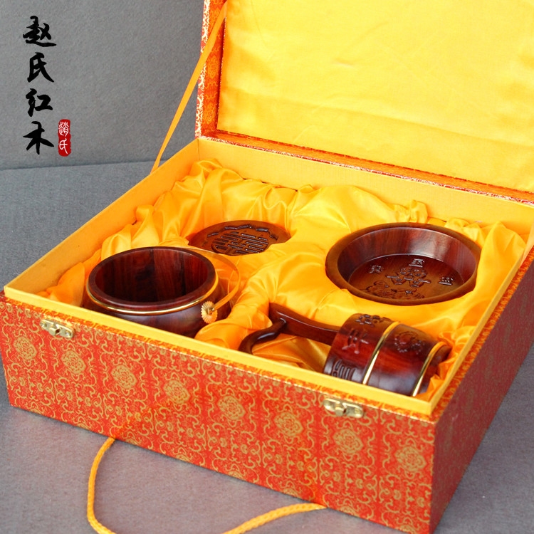 红木实木子孙桶三件套摆件红酸枝红檀木雕子孙桶马桶结婚庆用品