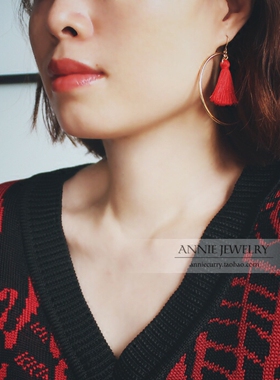 AnnieJewelry五色流苏圈圈耳环