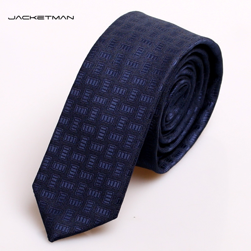 Jacketman男士小领带韩版蓝色花纹窄款休闲时尚潮男5cm盒装
