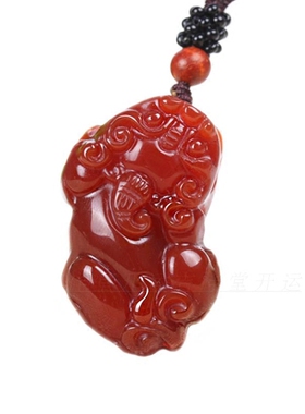 红玛瑙光面貔貅男女款挂饰吊坠