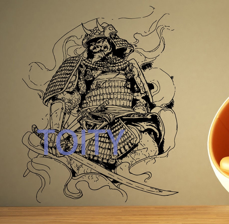 日本古代将军贴画鬼武士贴纸百鬼夜行妖怪日式刺青纹身店装饰墙贴