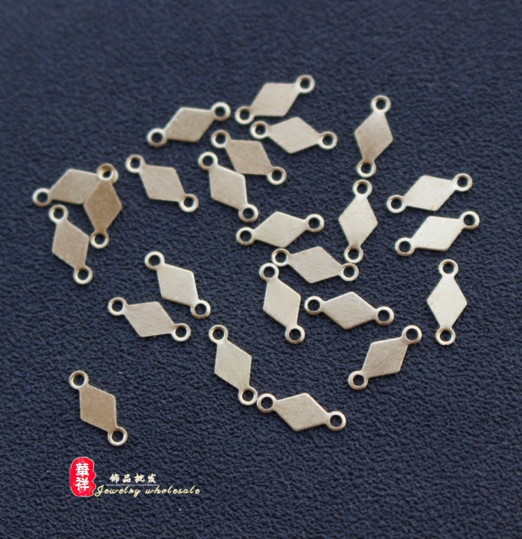 纯铜实心菱形双孔小挂件 4*9mm黄铜吊坠 diy手工饰品配件材料