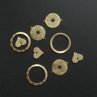 黄铜毛坯 雕刻字母圆环镂空圆铜片心形 diy手工材料 饰品配饰配件