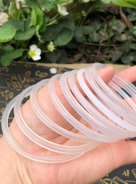 天然玛瑙冰种白玉髓细条手镯