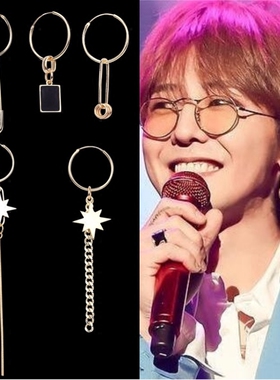 gd权志龙演唱会同款圆环耳环饰品AMBUSH纯银925镀金色耳钉耳坠潮