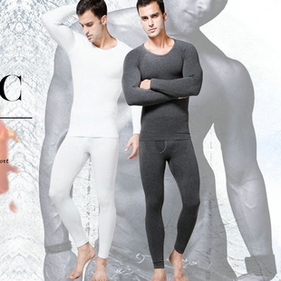 束胸束腰提臀束腿塑身打底紧身发热长裤 男插肩袖 塑形保暖内衣套装