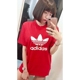 ADIDAS三叶草新款经典LOGO黑白短袖鹿晗男女情侣T恤CX1895