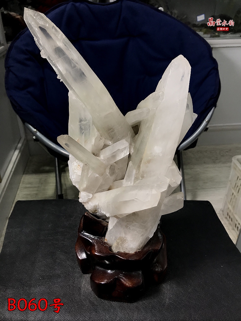 一物一图 原生态 纯天然白水晶簇摆件 白水晶柱 居家办公 高36cm