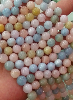 无优化 天然精品摩根石散珠半成品6-8-10mm DIY串珠配件材料