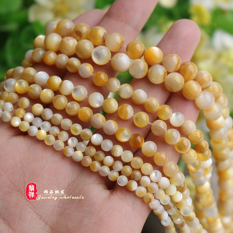 天然黄蝶贝圆珠黄色猫眼珍珠贝