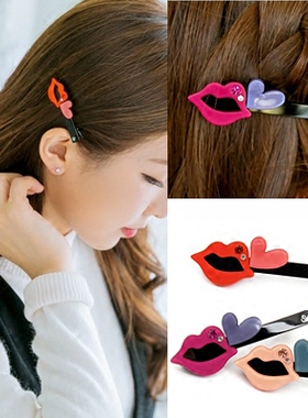 Angelrena正品 韩国进口饰品 嘴唇桃心鸭嘴夹发夹边夹 刘海夹F2