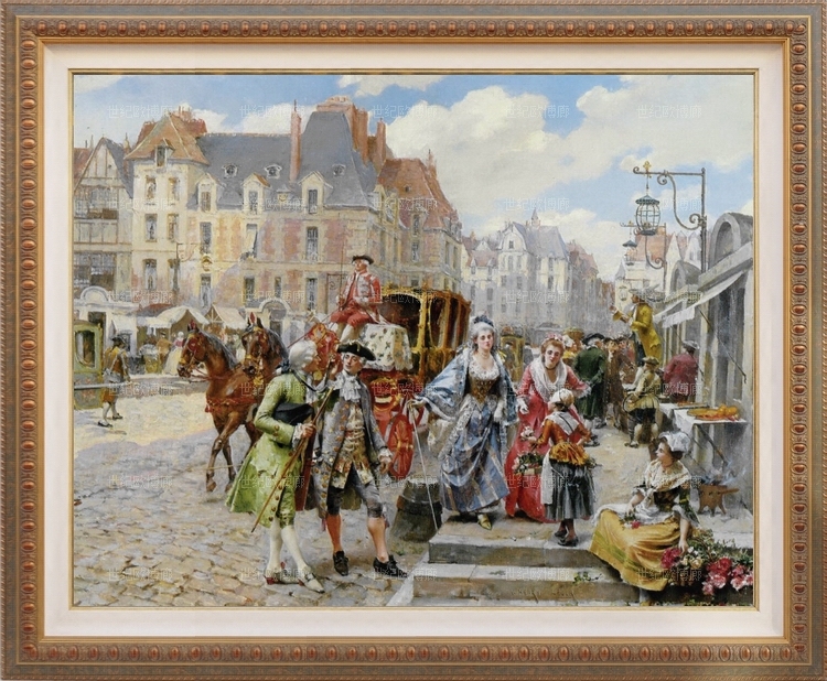 授权纯进口原版画芯美式法式欧式宫廷人物装饰画意大利街