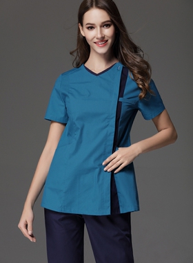 韩版浅V领防走光短袖洗手衣医美整形医生护士工作服韩式医疗服