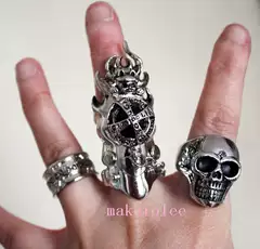 European and American Men's Rings, Stylish and Domineering Rings, Nightclub Skull Wolf Totem, Korean Style Trendy Men's Jewelry, Retro Black Diamond
