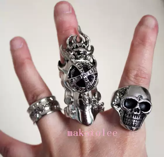 European and American Men's Rings, Stylish and Domineering Rings, Nightclub Skull Wolf Totem, Korean Style Trendy Men's Jewelry, Retro Black Diamond
