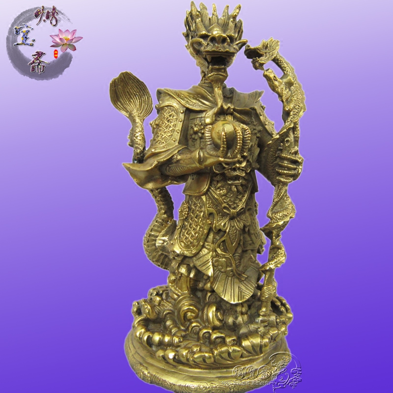 吉祥铜器纯铜雕铸龙王神像五爪金龙王生肖属龙者助运风水摆件