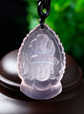 天然冰种文殊菩萨属兔吊坠项链