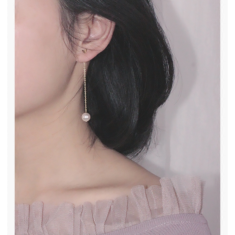 纯银18k金蝴蝶流苏日韩风珍珠