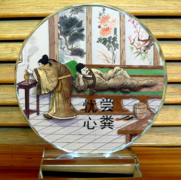 庾黔娄摆设工艺品中华二十四24孝纪念品礼品模型尝粪忧心水晶摆件