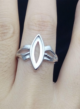 925银镀白金开口戒指托