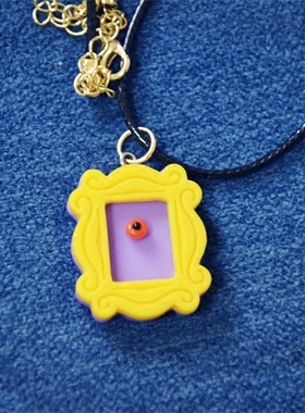 【自制】老友记周边 mon家门后的黄色相框树脂吊坠 锁骨链