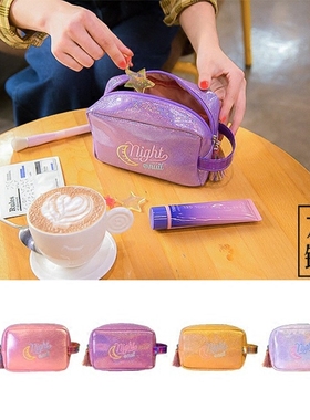 Bentoy满天星流苏手拎化妆包 原宿风手拿包 化妆品收纳包