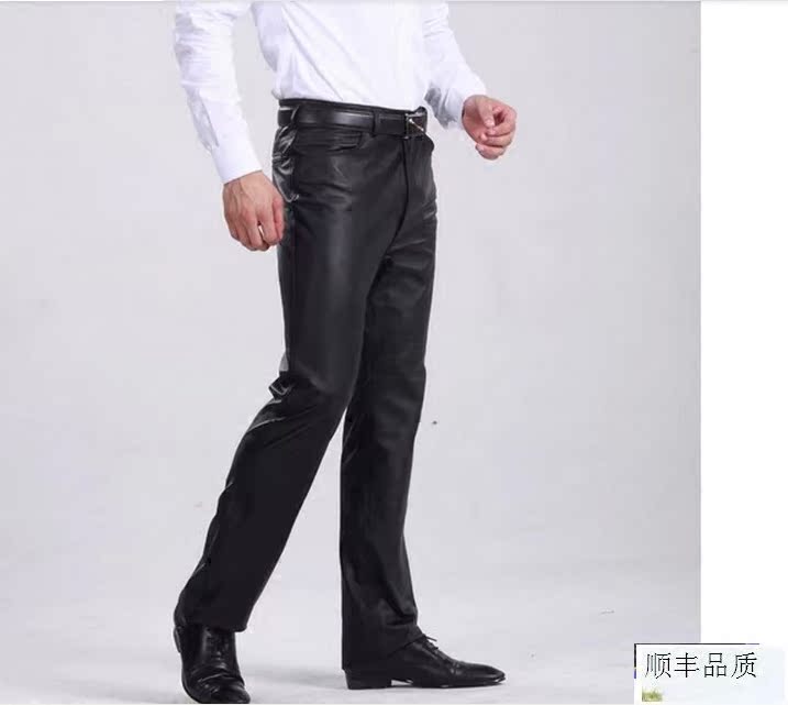 秋冬超真皮男皮裤加绒加厚修身宽松直筒中老年高腰深裆摩托车爸爸|msdalam kategori Pakaian Lelaki, seluar kulit - dari Buy2taobao.com untuk memberikan perkhidmatan ejen Taobao profesional membeli