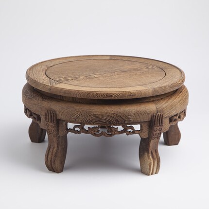 鸡翅木红木鱼缸花瓶盆景圆形底座佛像奇石工艺品摆件实木高脚底托