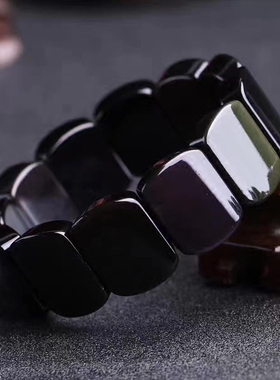 天然黑曜石手镯 天然黑曜石手牌 天然黑曜石手排手链