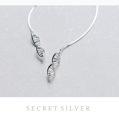 DNA双螺旋长款线条理科生耳坠