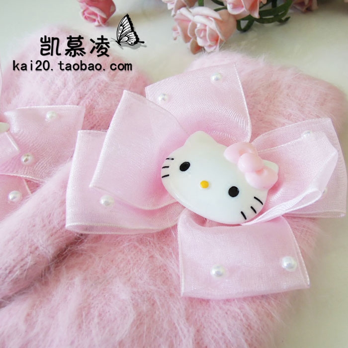 手套女秋冬粉可爱韩版双层helloKitty卡通挂件手套童毛绒保暖手套|msdalam kategori Aksesori/Belt kulit/Hat/Muffler, sarung tangan - dari Buy2taobao.com untuk memberikan perkhidmatan ejen Taobao profesional membeli