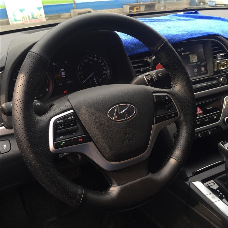 专用现代领动方向盘套 领动手缝方向盘 朗动名图瑞纳手缝真皮把套
