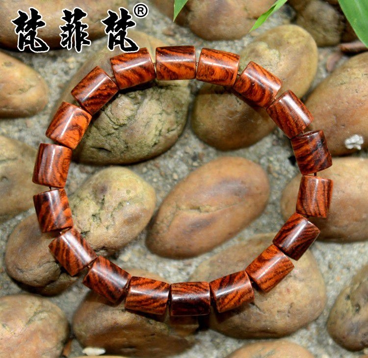 梵菲梵 越南黄花梨手串 虎皮纹桶珠 0.9*1cm越黄木料手链